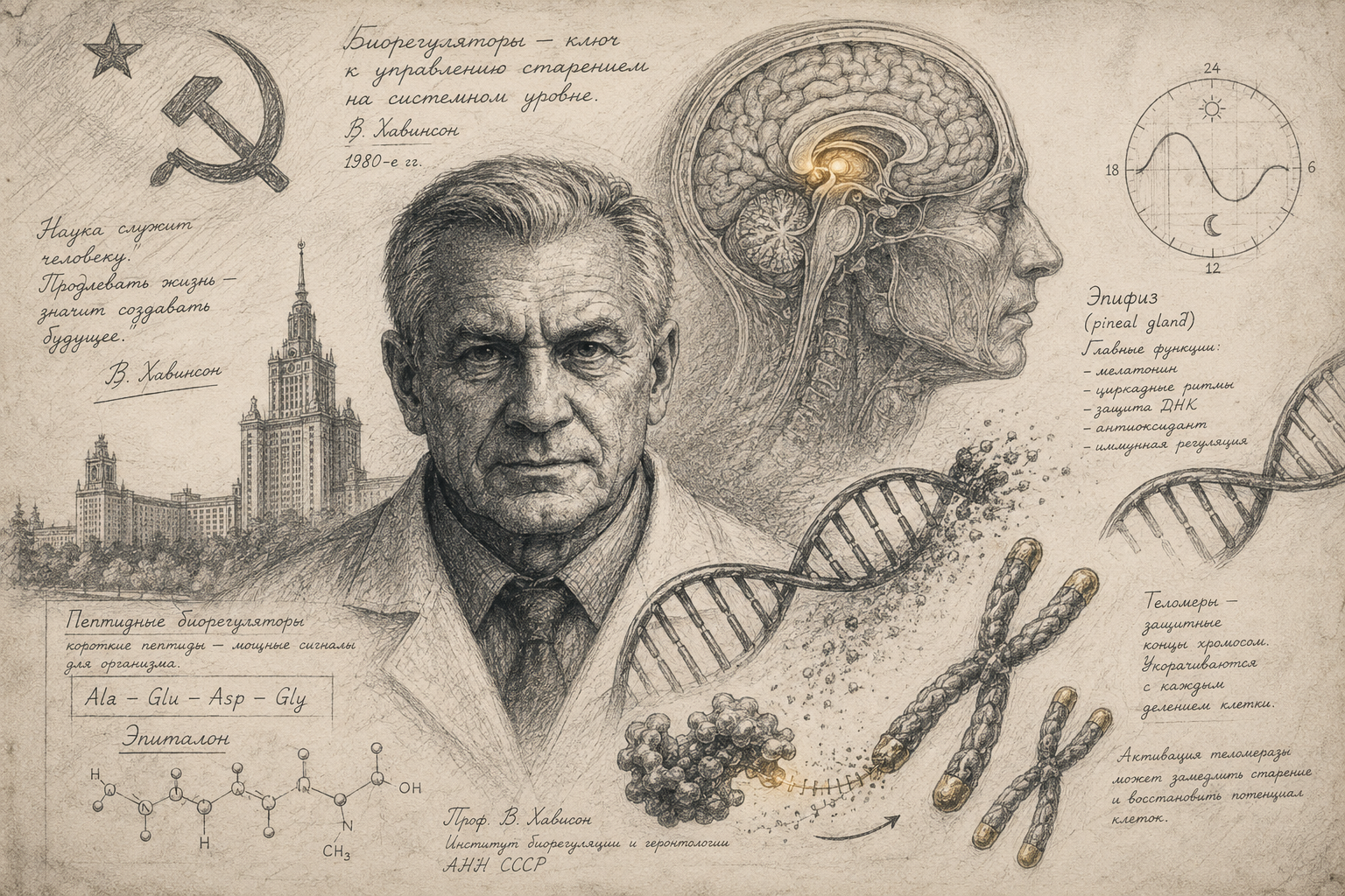 Professor Vladimir Khavinson, Russian researcher who developed Epithalon peptide based on pineal gland extract research starting in the 1980s